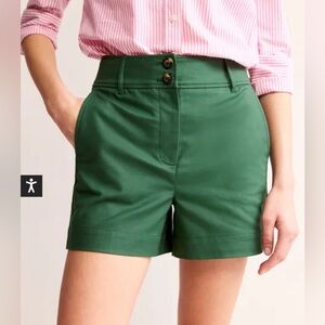 Boden High-Waist Cotton Blend Shorts in Forest Green
